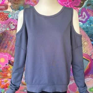 T2Love Cold Shoulder muted navy sweatshirt
